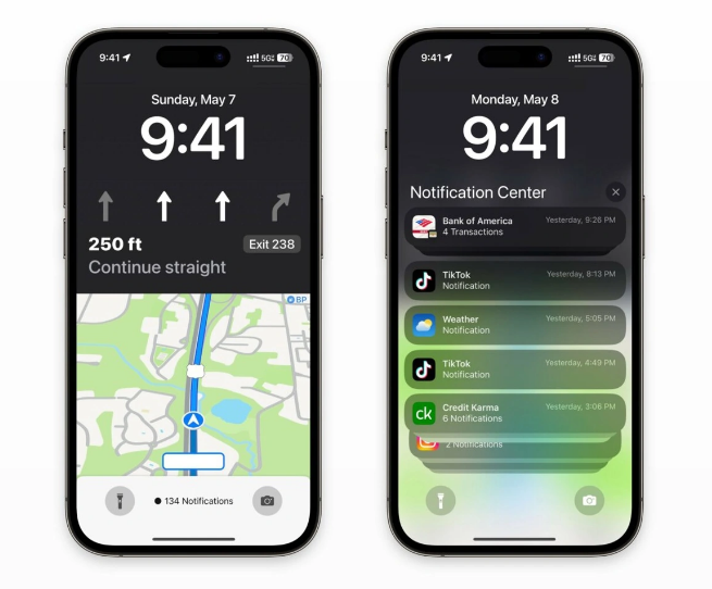 岚县苹果维修服务分享iOS17锁屏地图导航半屏显示长什么样 